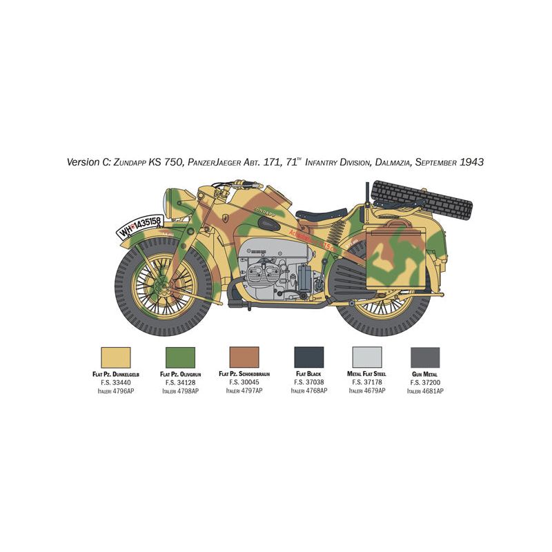 ITALERI 1/9 Zundapp KS 750 with Sidecar