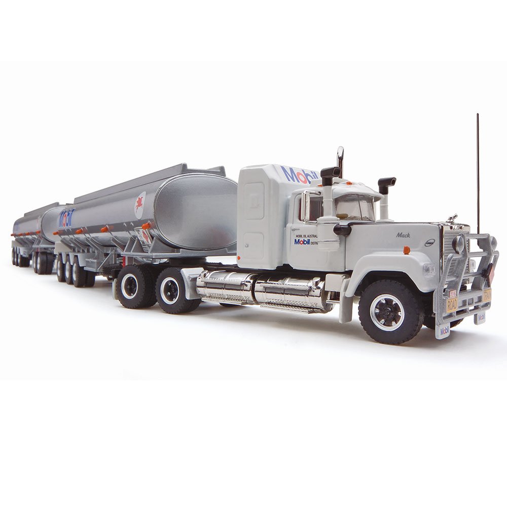 HIGHWAY REPLICAS 1/64 Tanker Road Train Mobil – Features Prime Mover, Dolly and 2x Tanker Trailers