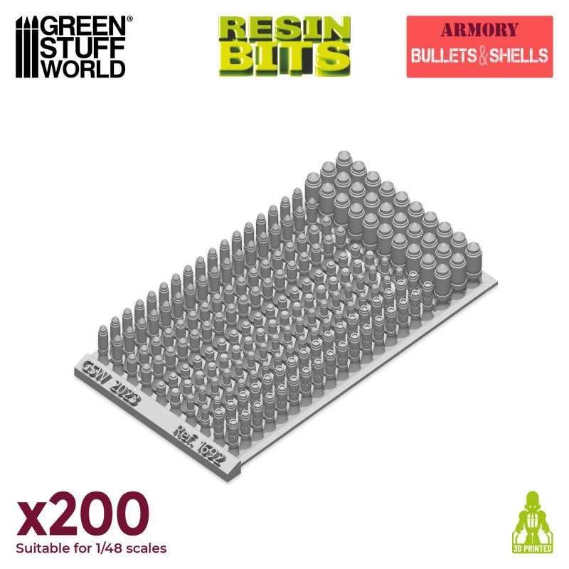 GREEN STUFF WORLD 3D printed set - Resin Bullets and Shells