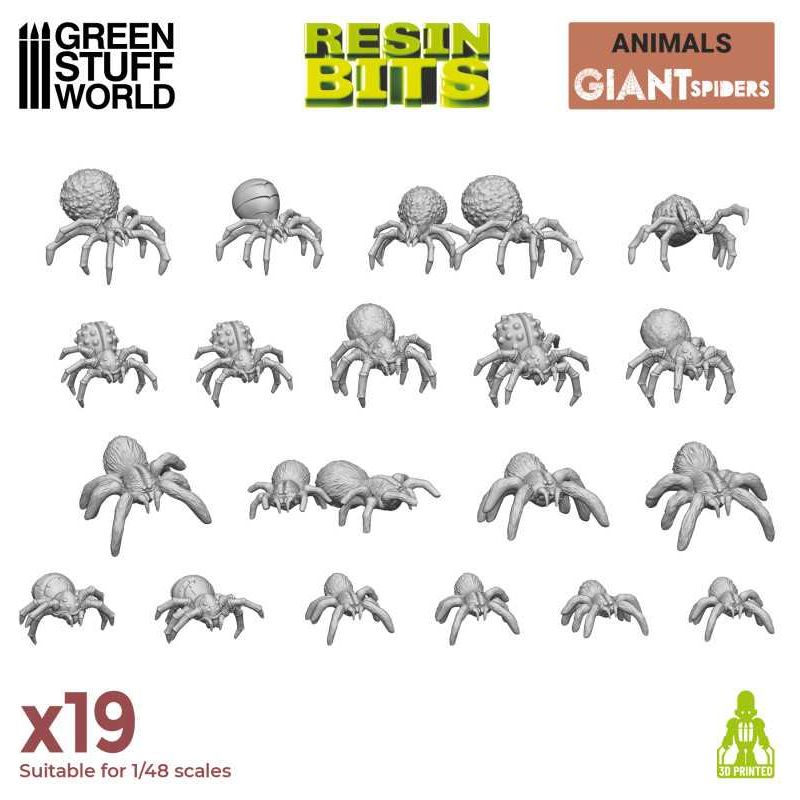 GREEN STUFF WORLD 3D printed set - Big Spiders