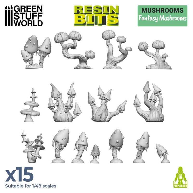 GREEN STUFF WORLD 3D printed set - Fantasy Mushrooms