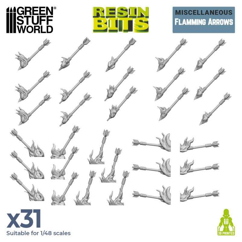 GREEN STUFF WORLD 3D printed set - Flamming Arrows