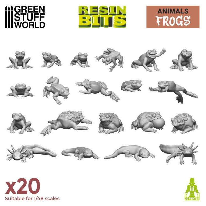 GREEN STUFF WORLD 3D printed set - Frogs and Toads