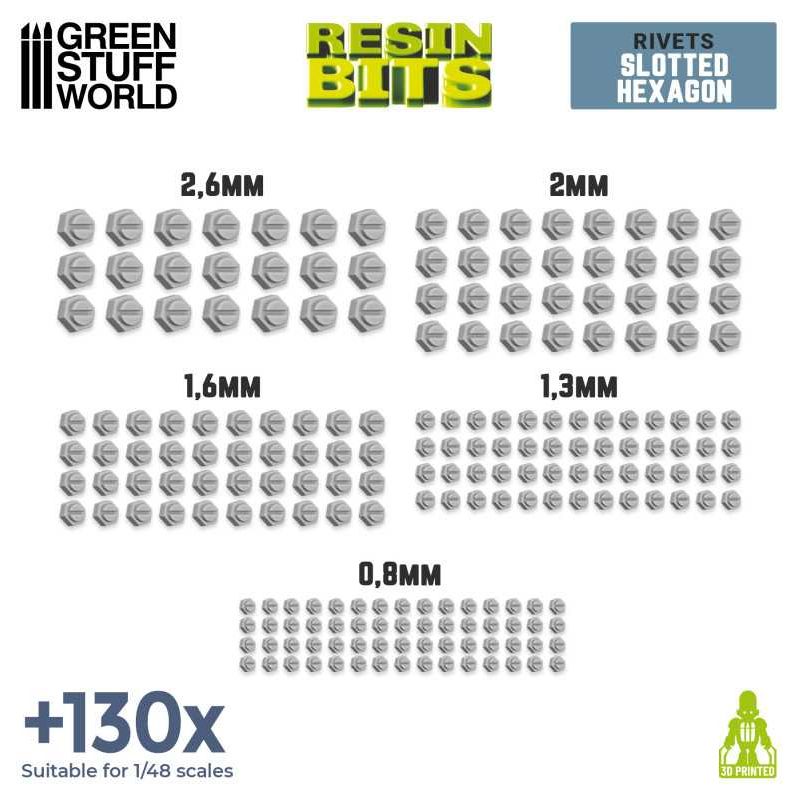 GREEN STUFF WORLD 3D Printed Set - Micro Rivets - Hexagon