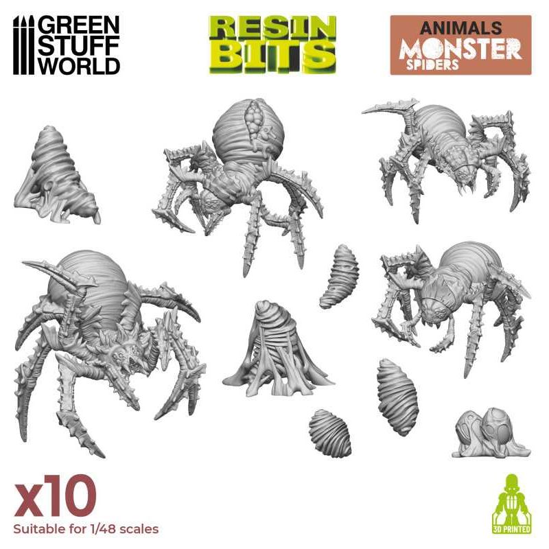 GREEN STUFF WORLD 3D printed set - Monster Spiders