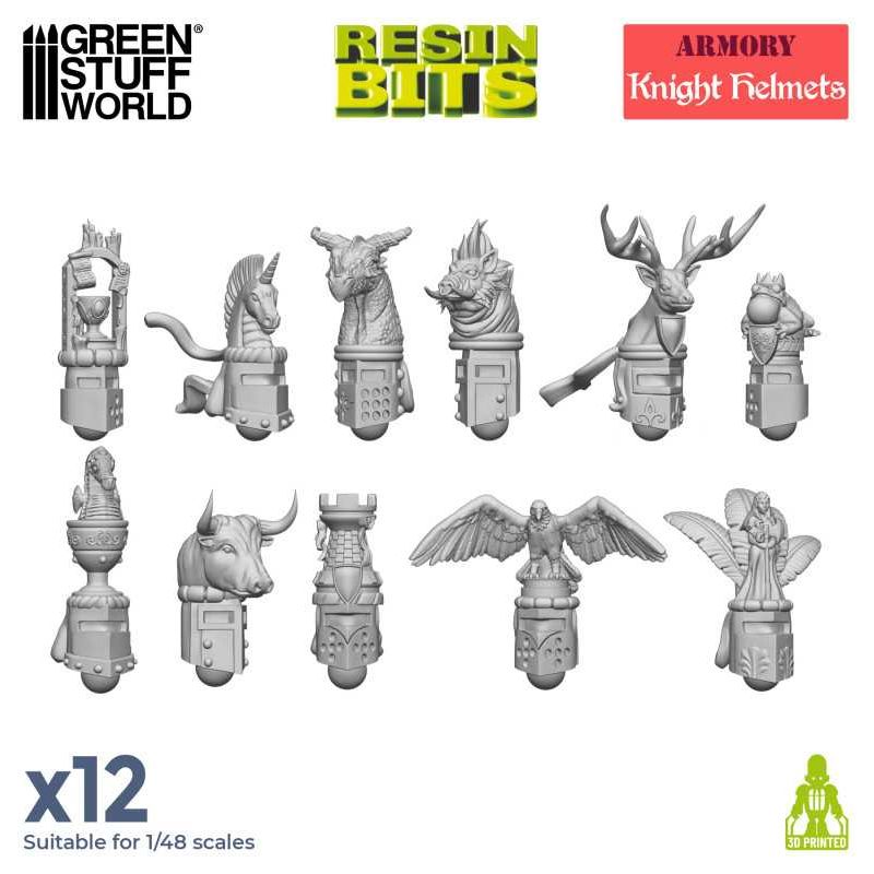 GREEN STUFF WORLD 3D printed set - Old World Knight Helmets