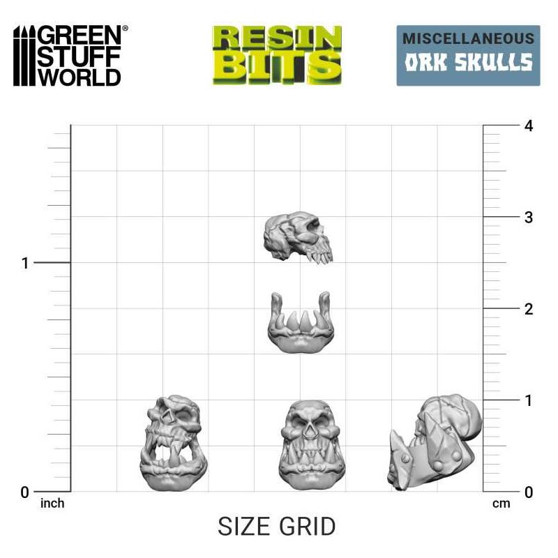 GREEN STUFF WORLD 21x Resin ORK Skulls