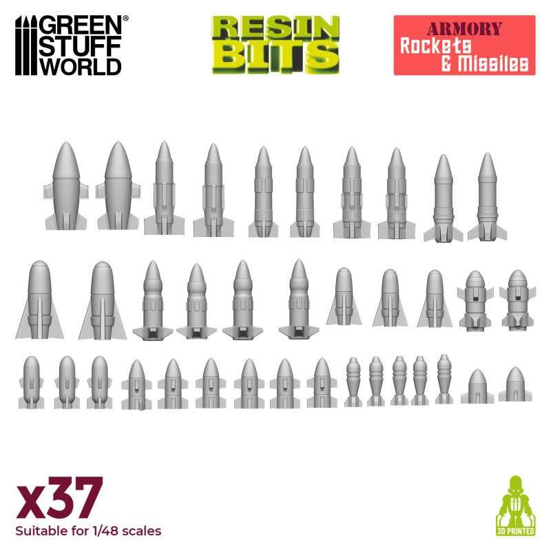 GREEN STUFF WORLD 3D printed set - Rockets and Missiles