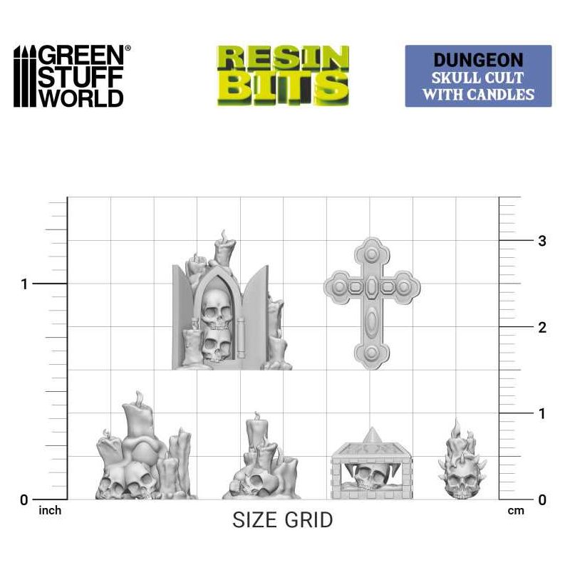 GREEN STUFF WORLD 3D printed set - Skull Cult with candles 1:48