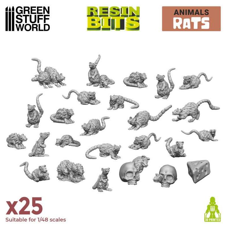 GREEN STUFF WORLD 3D printed set - Small Rats