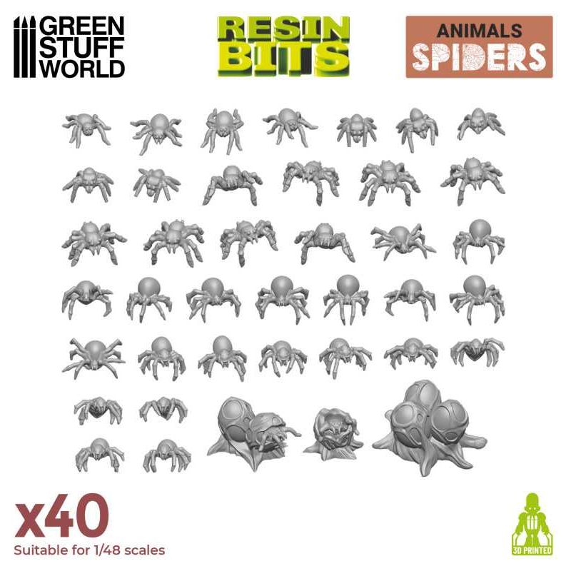 GREEN STUFF WORLD 3D printed set - Small Spiders