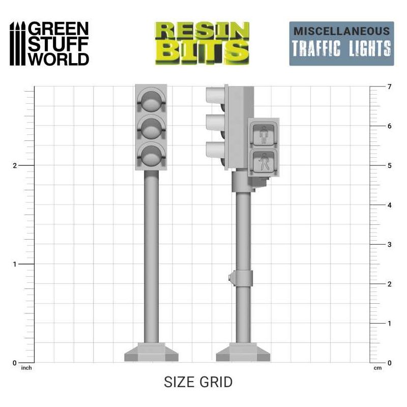 GREEN STUFF WORLD 3D printed set - Traffic Lights 70mm