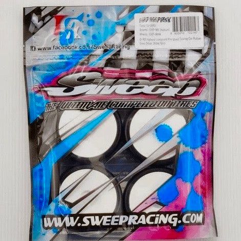 SWEEPDX-R3 Highend compound Pre-glued TC Rubber tires 24mm 36deg 4pcs (DX-36 + EXP-M + EXP-WAW)