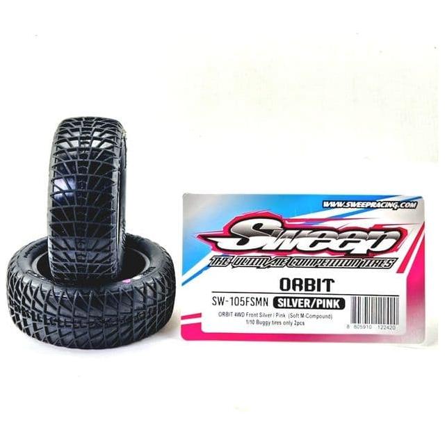 SWEEP Orbit Front Silver/Magenta (soft clay) 1/10 Off-Road Buggy Tyres Only 2Pcs