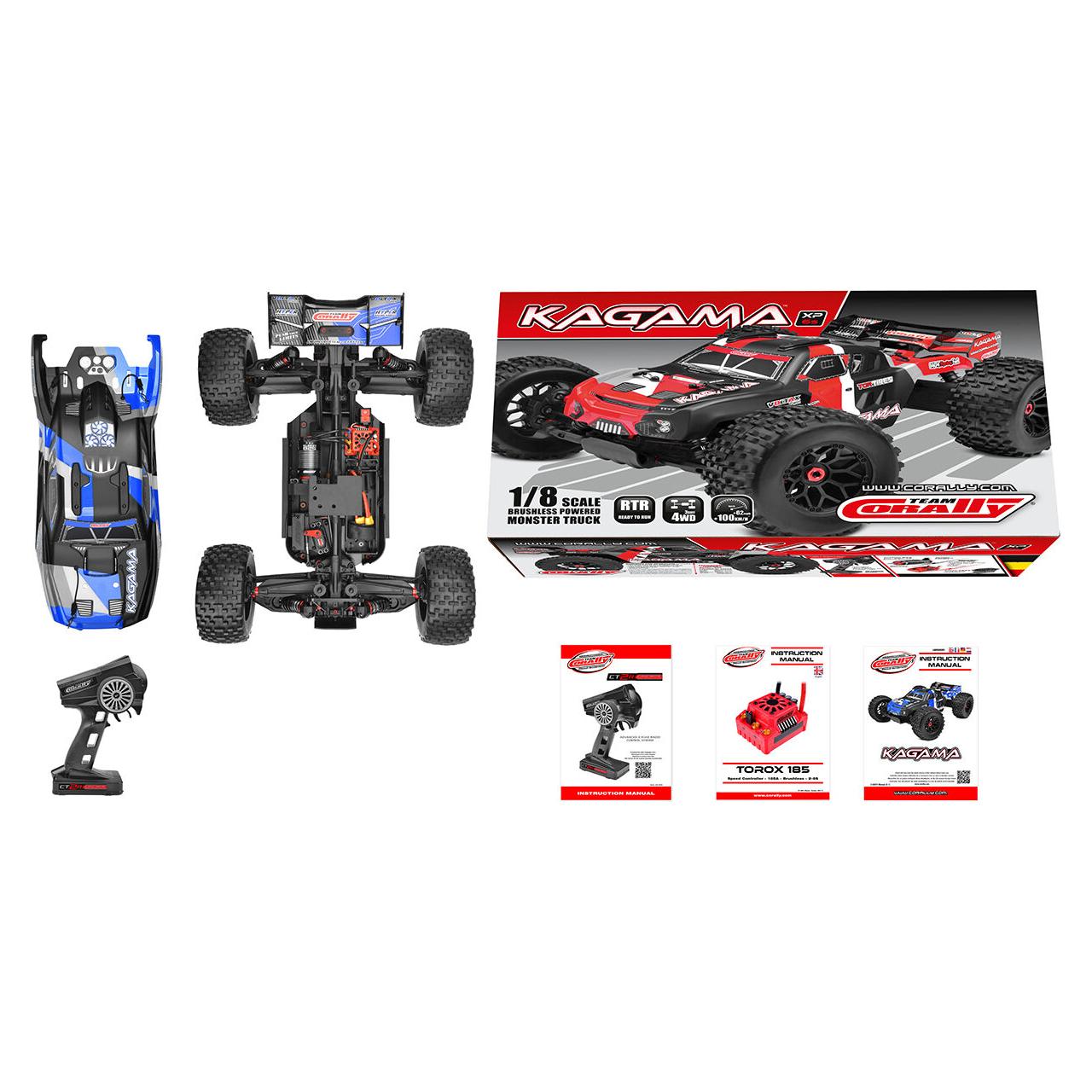 Team Corally Kagama 10 - XL4S Monster Truck - RTR - Blue 3-4S - No Battery - No Charger