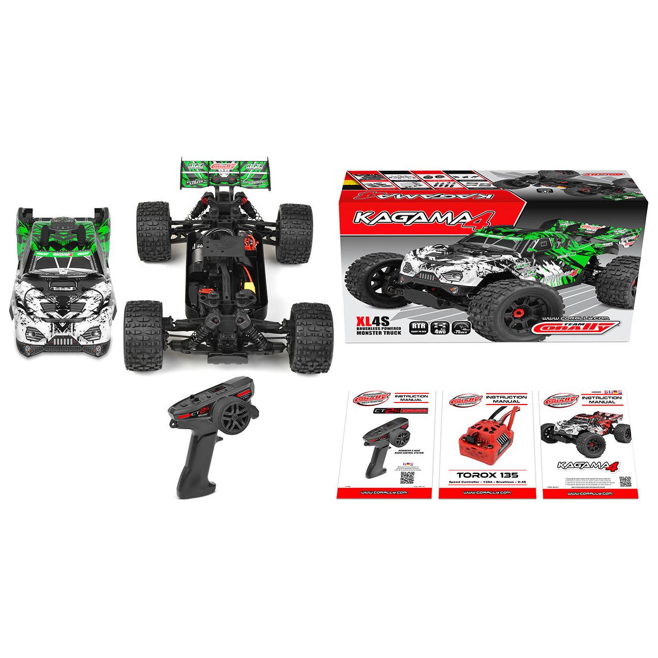 TEAM CORALLY Kagama 10 - XL4S BrushlessMonster Truck - RTR - Green 3-4S - No Battery - No Charger