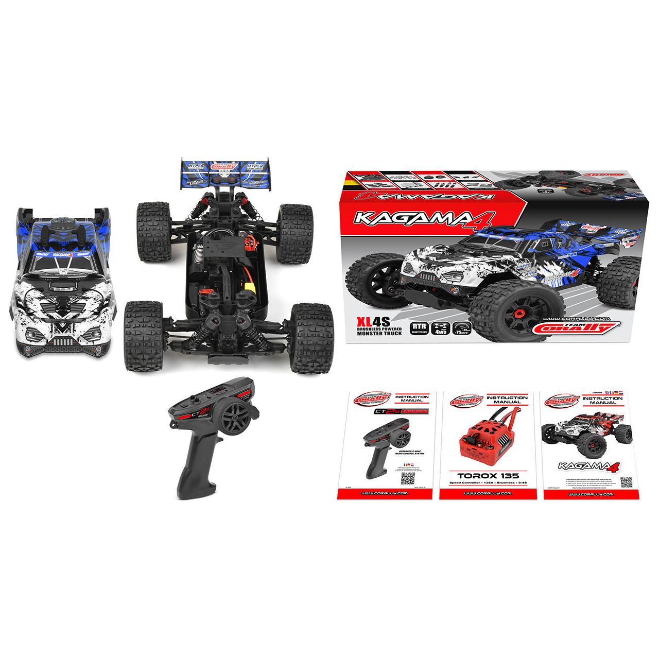 Team Corally Kagama 10 - XL4S Monster Truck - RTR - Blue 3-4S - No Battery - No Charger