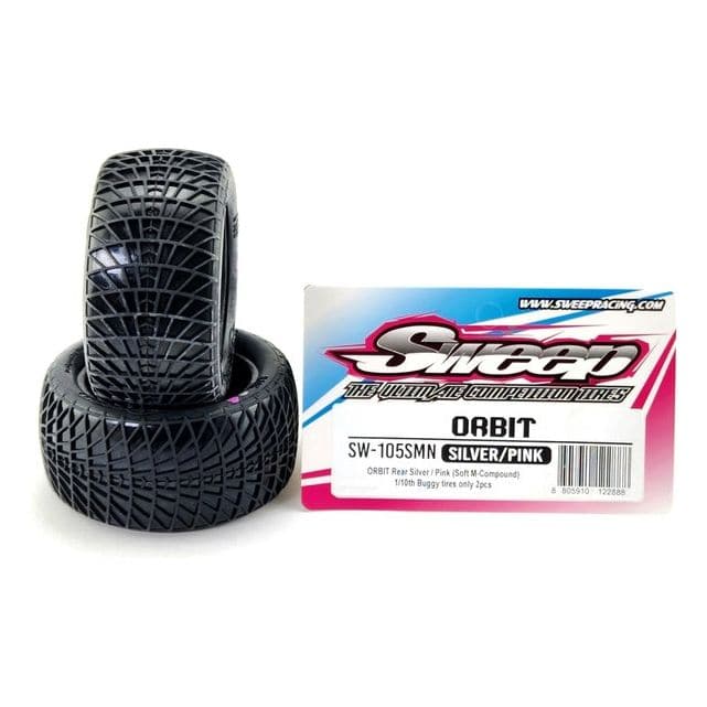 SWEEP Orbit Rear Silver/Magenta(Clay Soft) 1/10 Buggy Tyres Only 2Pcs