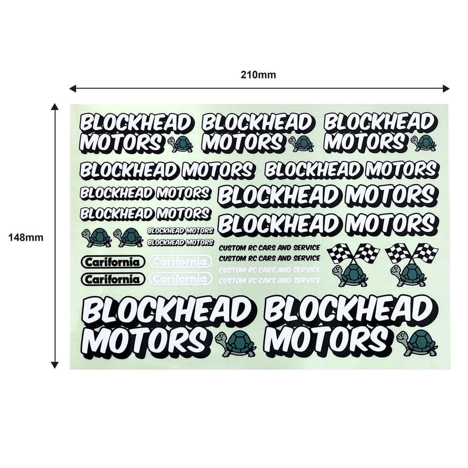 BLOCKHEAD MOTORS Sign Logo Decal Sheet White