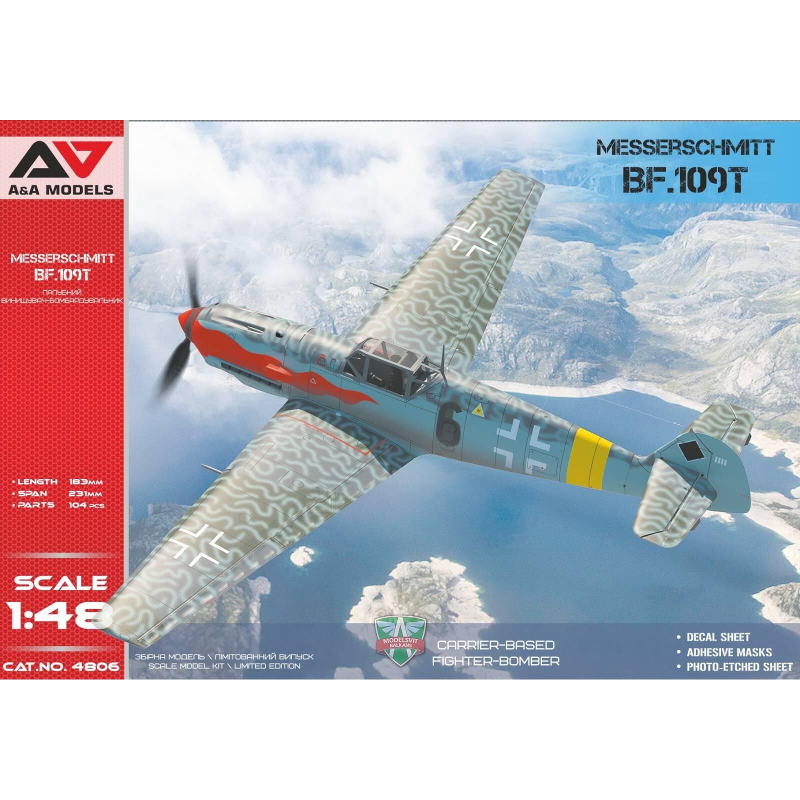 A&A Models 1/48 Messerschmitt Bf.109T (5 camo schemes) Plastic Model Kit [4806]