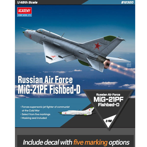 Academy 1/48 Russian Air Force MiG-21PF Fishbed-D Plastic Model Kit