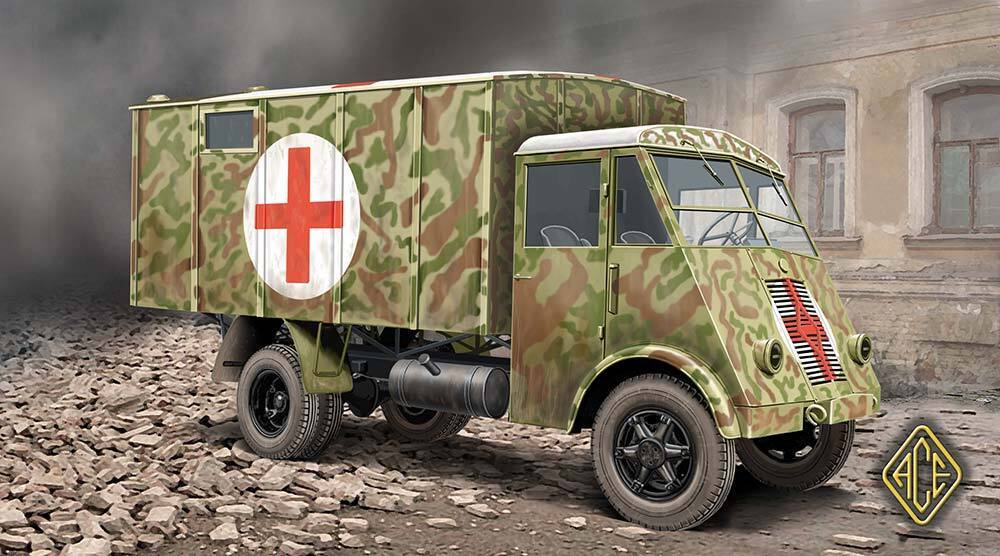 Ace Model 1/72 French 3,5t Truck AHN (Medical van ) Plastic Model Kit [72524]