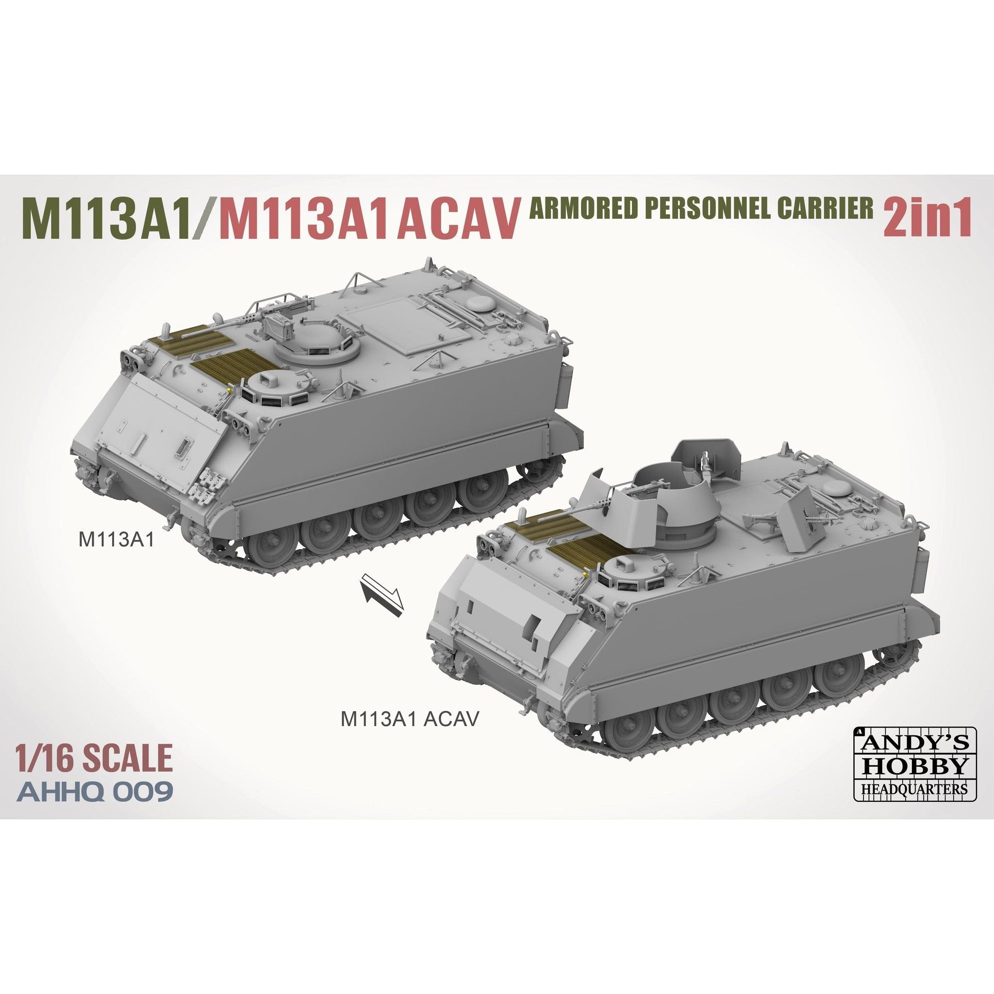 Andy's Hobby HQ 1/16 M113A1/M113A1 ACAV Armoured Personnel Carrier Plastic Model Kit