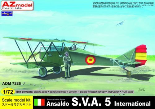 AZ MODEL Admiral 1/72 Ansaldo SVA.5 International Plastic Model Kit [ADM7226]