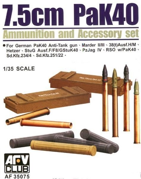 AFV Club 1/35 7.5cm Tank Gun Ammunition And Accessoary Set Plastic Model Kit [AF35075]