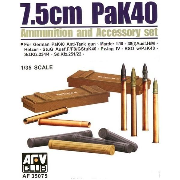 AFV Club 1/35 7.5cm Tank Gun Ammunition And Accessoary Set Plastic Model Kit [AF35075]