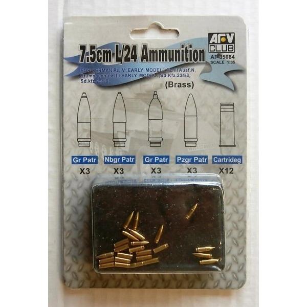 AFV Club 1/35 German 7.5cm/L24 Ammunition (Brass) Plastic Model Kit [AF35084]