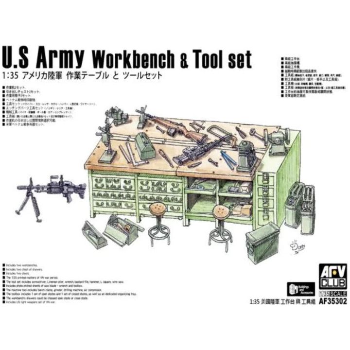 AFV Club U.S. Army Workbench & Tool set Plastic Model Kit [AF35302]