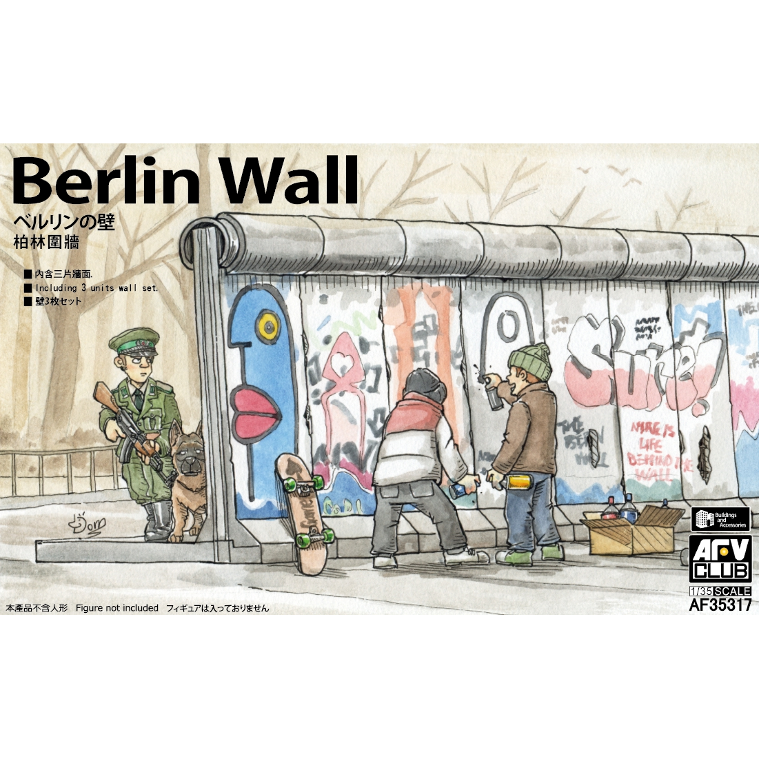 AFV Club 1/35 Berlin Wall (3 Units Wall Set) Plastic Model Kit [AF35317]