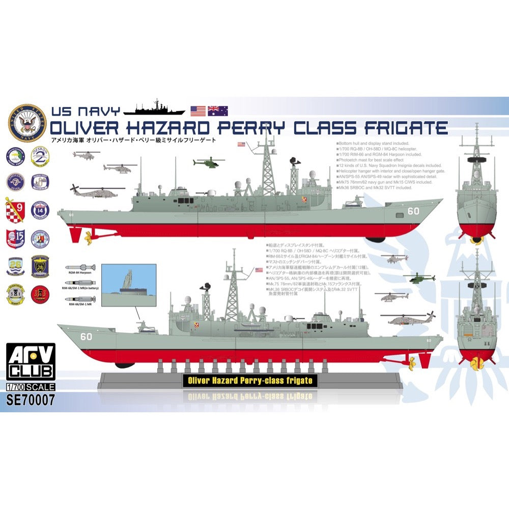 AFV CLUB 1/700 US Navy Oliver Hazard Perry Class Frigate *Aust Decals*Plastic Model Kit