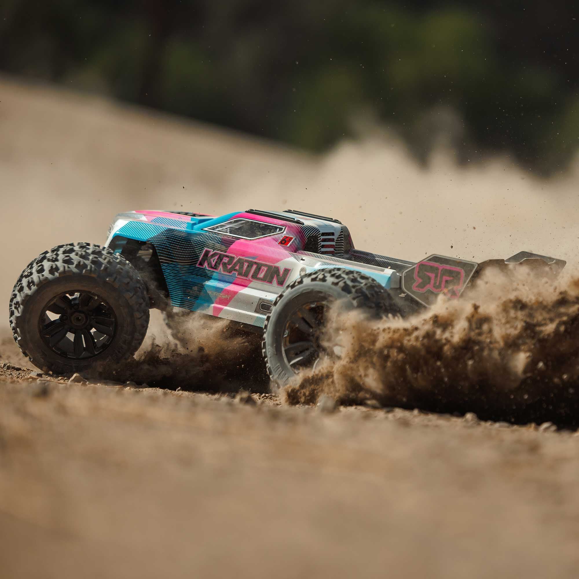 Arrma Kraton 6S BLX 4X4 1/8 Speed Monster Truck, RTR, Pink/Blue