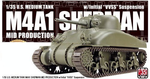 Asuka 1/35 U.S. Medium Tank M4A1 Sherman (Mid Production) w/ Initial VVSS Plastic Model Kit