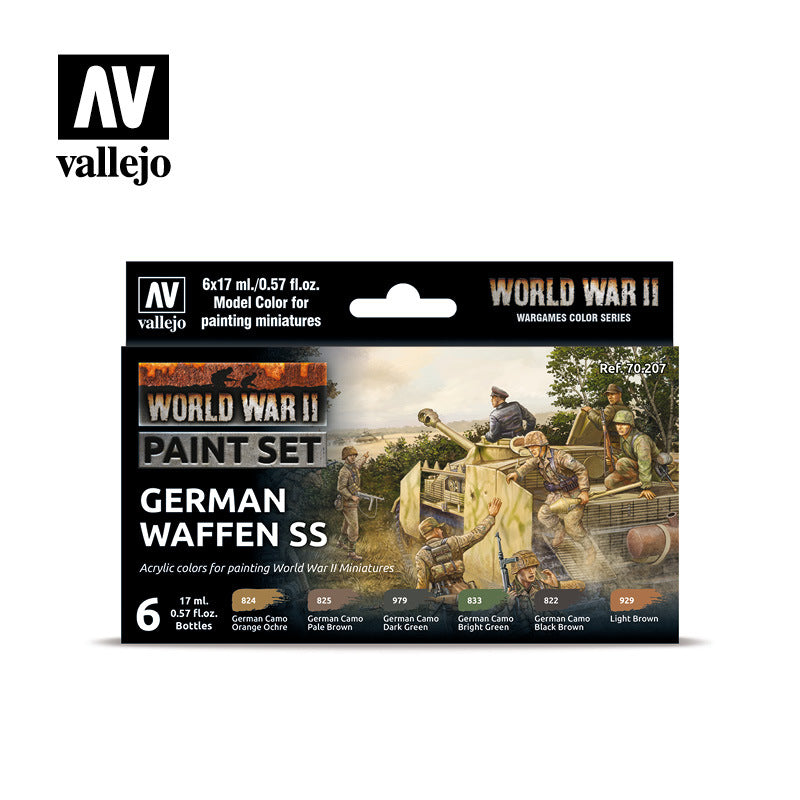 Vallejo Model Colour: German Waffen SS WWII (6 Colours) Acrylic Paint Set