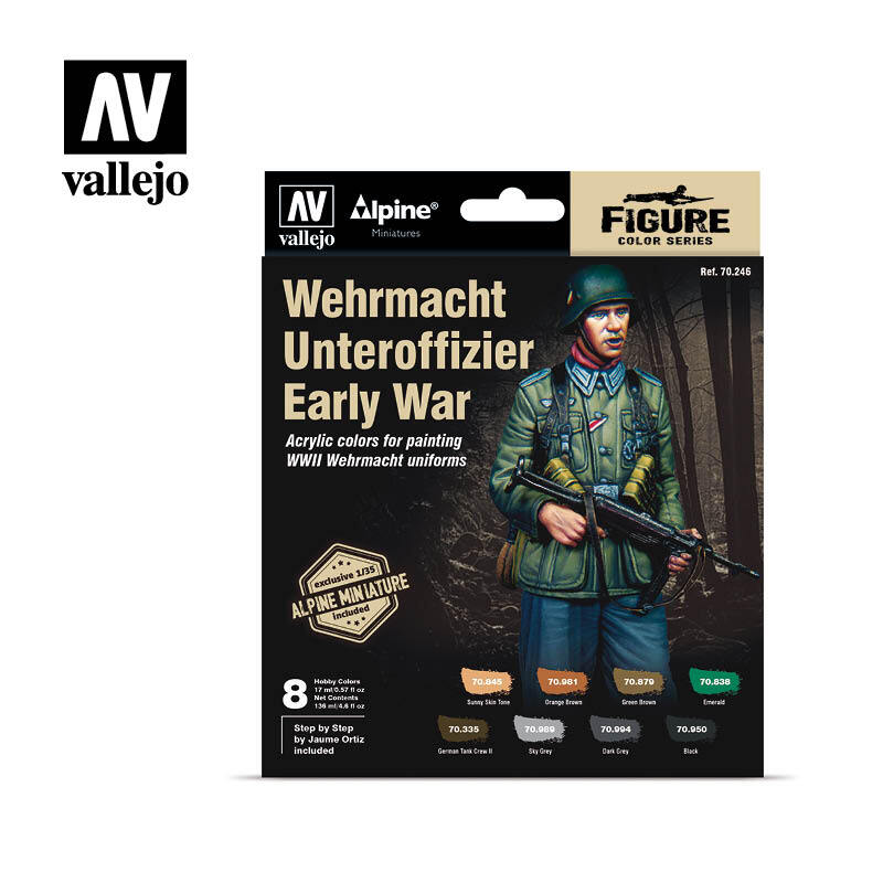 Vallejo Wehrmacht Unteroffizier Early War Acrylic Paint Set w/ Exclusive Alpine Miniature [70246]