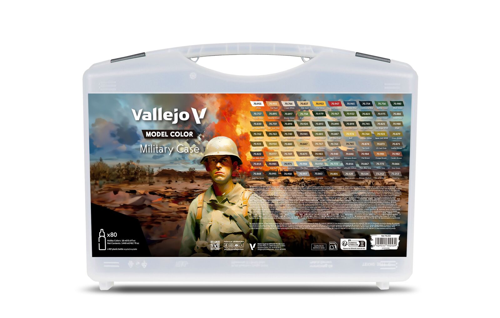 Vallejo Model Colour: Military Case (80 Colours) Acrylic Paint Set