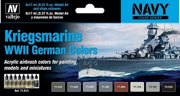 Vallejo Model Air Kriegsmarine WWII German Colors 8 Colour Acrylic Airbrush Paint Set [71615]