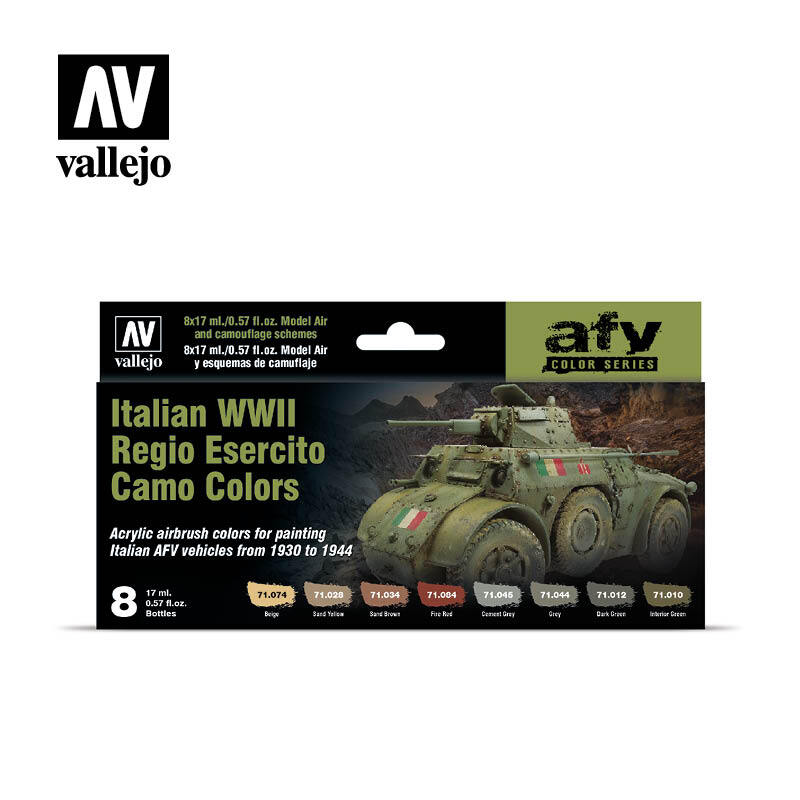 Vallejo Model Air Italian WWII Regio Esercito Camo Colors Acrylic Airbrush Paint Set [71645]