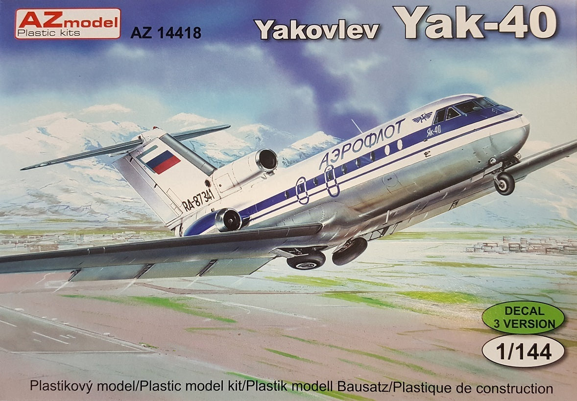 AZ Models 1/144 Jak-40 Aeroflot, Lybia, CSA Plastic Model Kit [AZ14418]