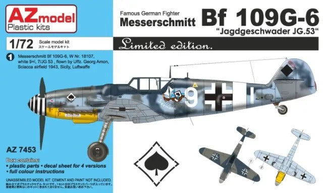 AZ Models 1/72 Bf 109G-6 JG.53 Plastic Model Kit [AZ7453]