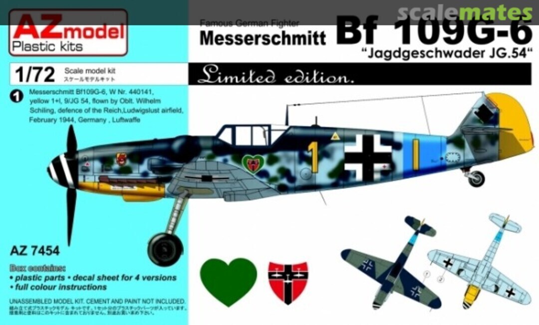 AZ Models 1/72 Bf 109G-6 JG.54 Plastic Model Kit [AZ7454]