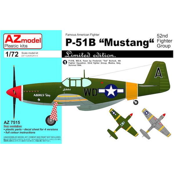 AZ Models 1/72 P-51B Mustang 52.nd FG Plastic Model Kit [AZ7515]