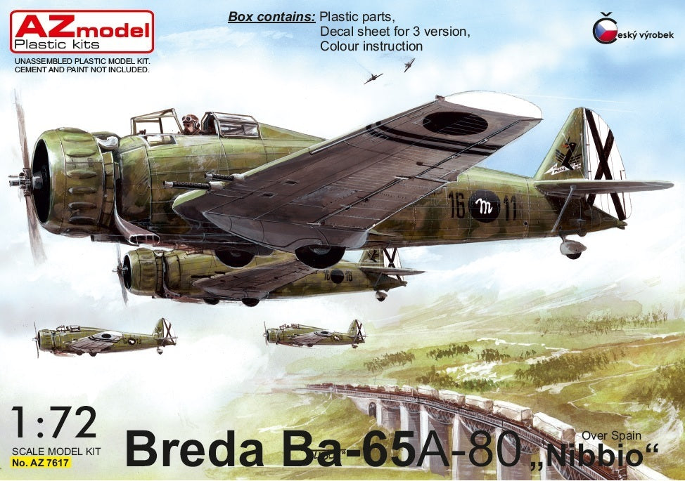 AZ Models 1/72 Breda Ba-65 A-80 Nibbio over Spain Plastic Model Kit [AZ7617]