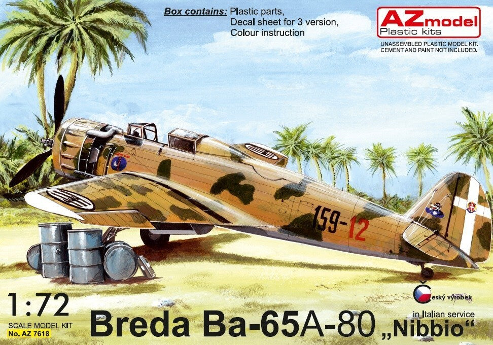 AZ Models 1/72 Breda Ba-65 A-80 Nibbio in Italian service Plastic Model Kit [AZ7618]