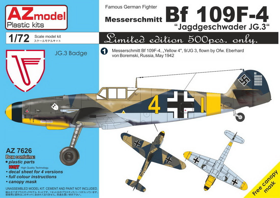 AZ Models 1/72 Bf 109F-4 JG.3 â€“ LIMITED EDITION Plastic Model Kit [AZ7626]