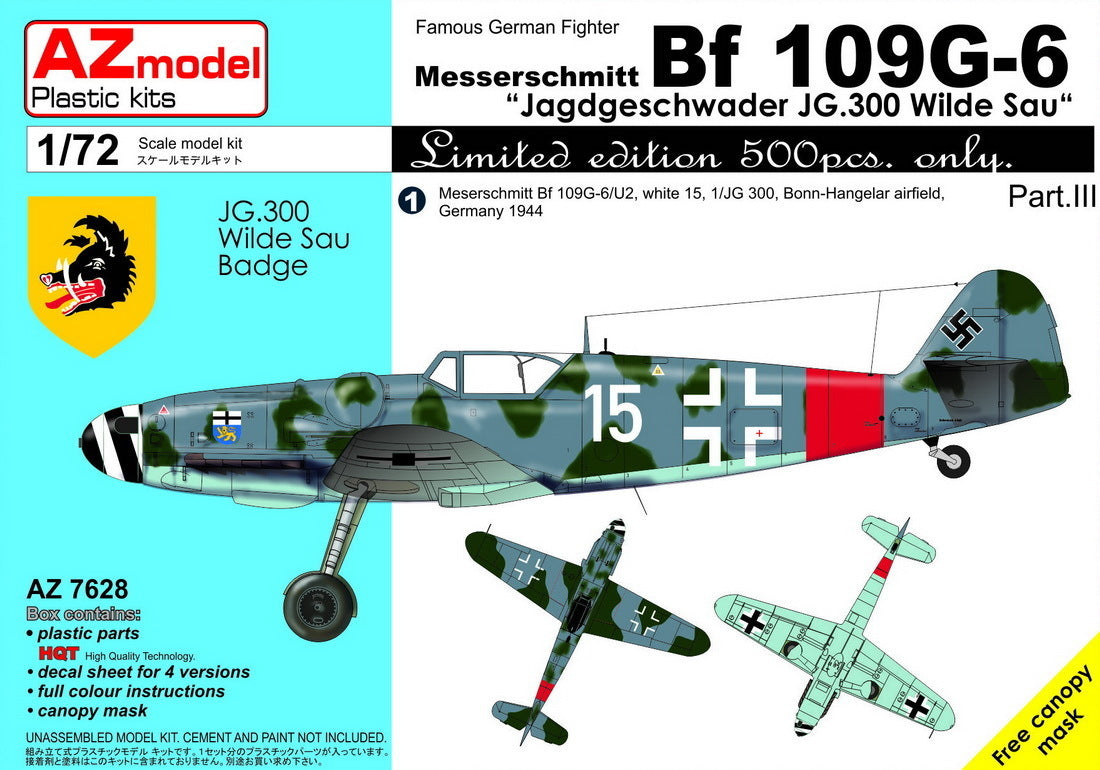 AZ Models 1/72 Bf 109G-6 JG.300 Pt.III â€“ LIMITED EDITION Plastic Model Kit [AZ7628]