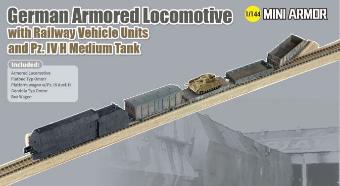 Dragon 1/144 German Armored Locomotive w/ Railway Vehicle Units Plastic Model Kit [14152]